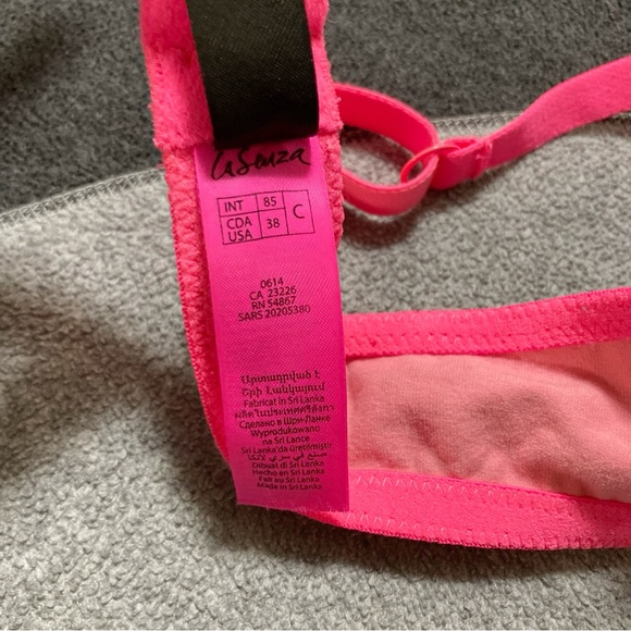 LA SENZA 38C Hot neon pink and black lace underwire t-shirt bra ~ Barbiecore C38 - Picture 3 of 14